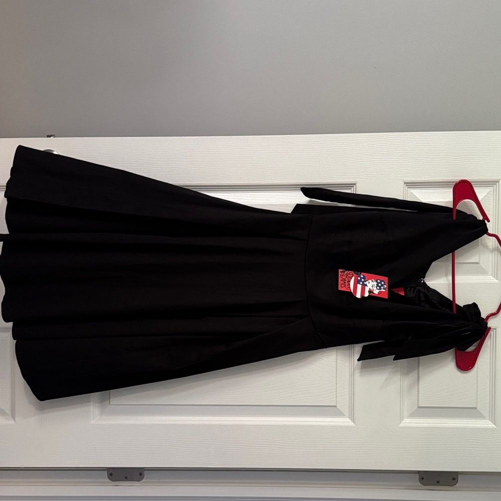 Black Midi Dress with Tie Shoulder Detail